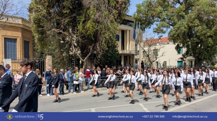 The English School Parade Team Shines at the 25th March Festivities.